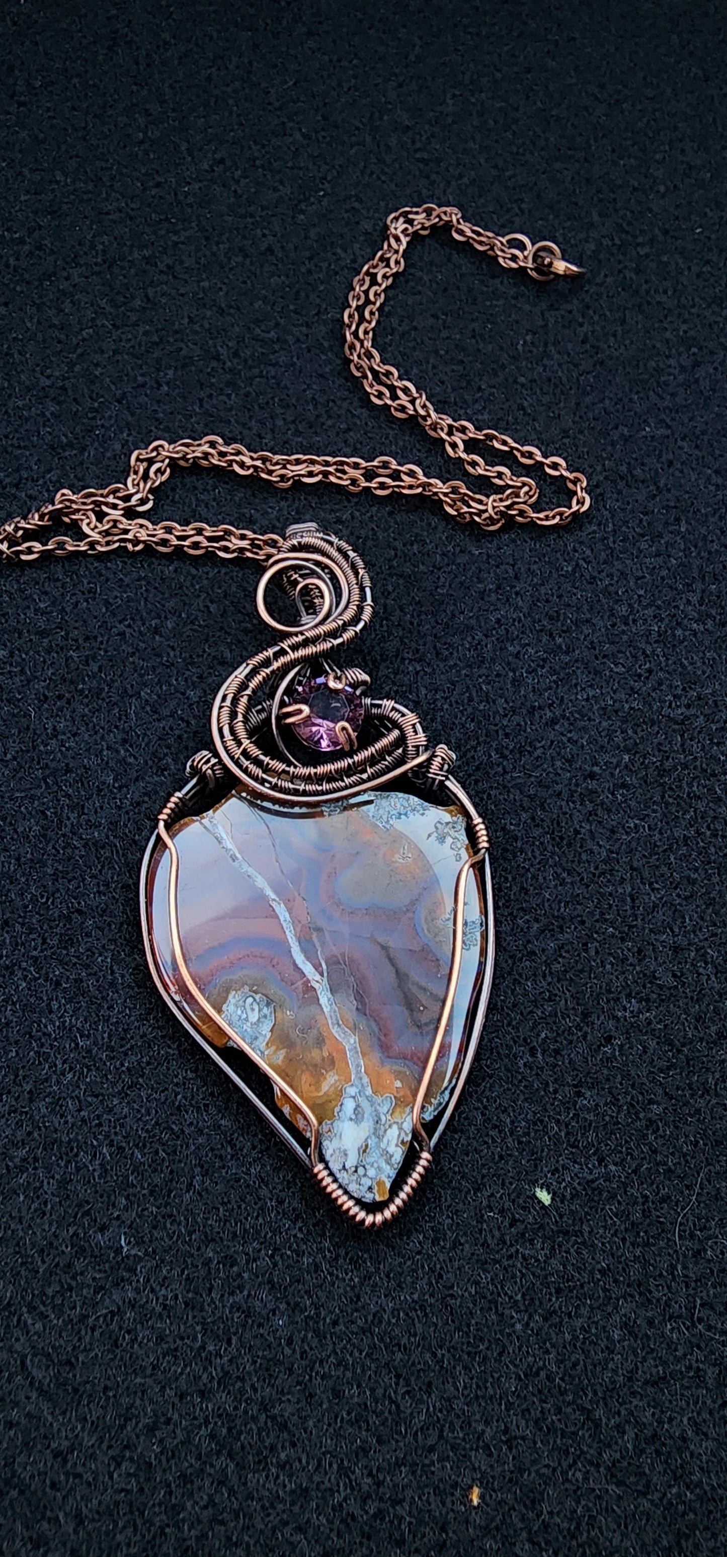 Oregon Agate with purple CZ accent