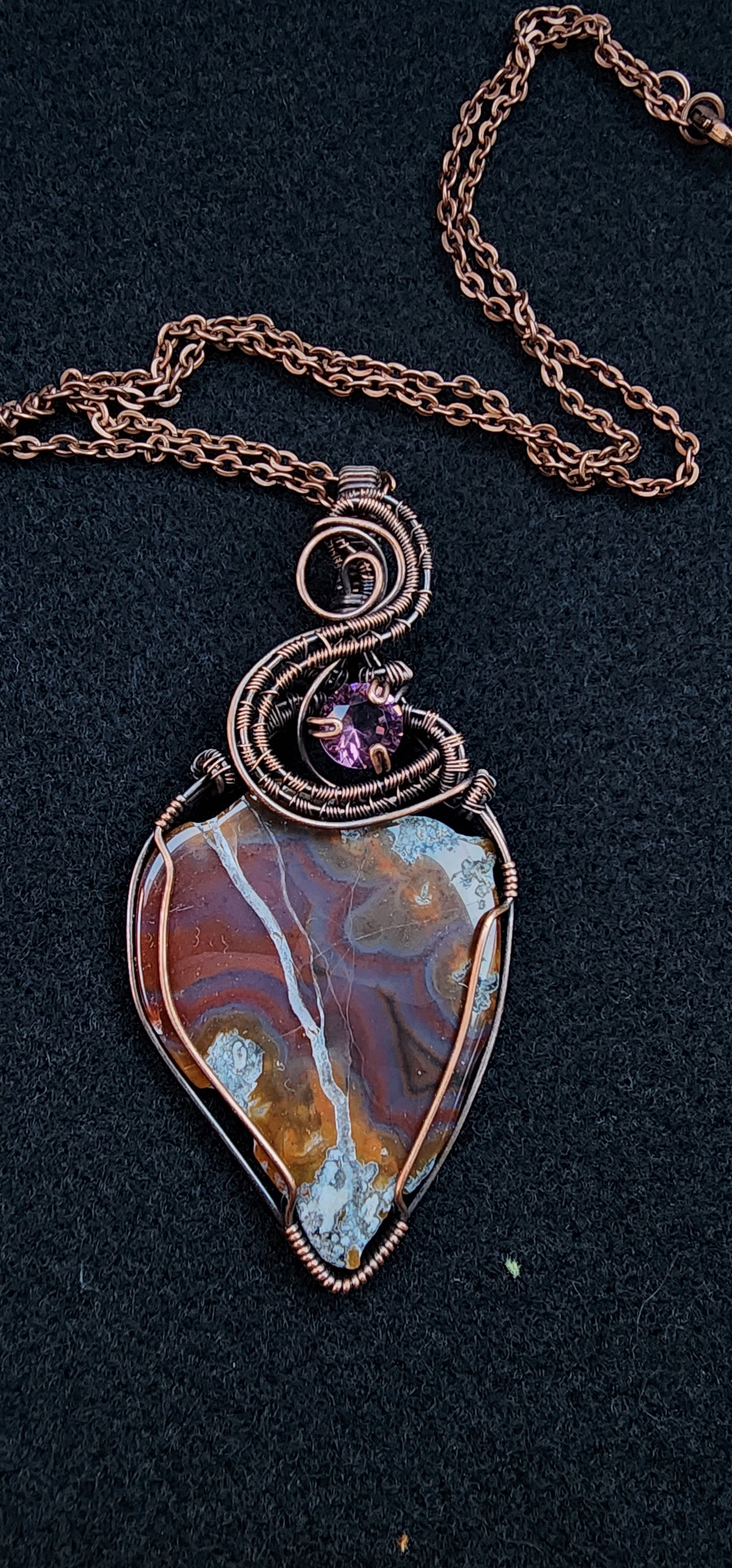Oregon Agate with purple CZ accent