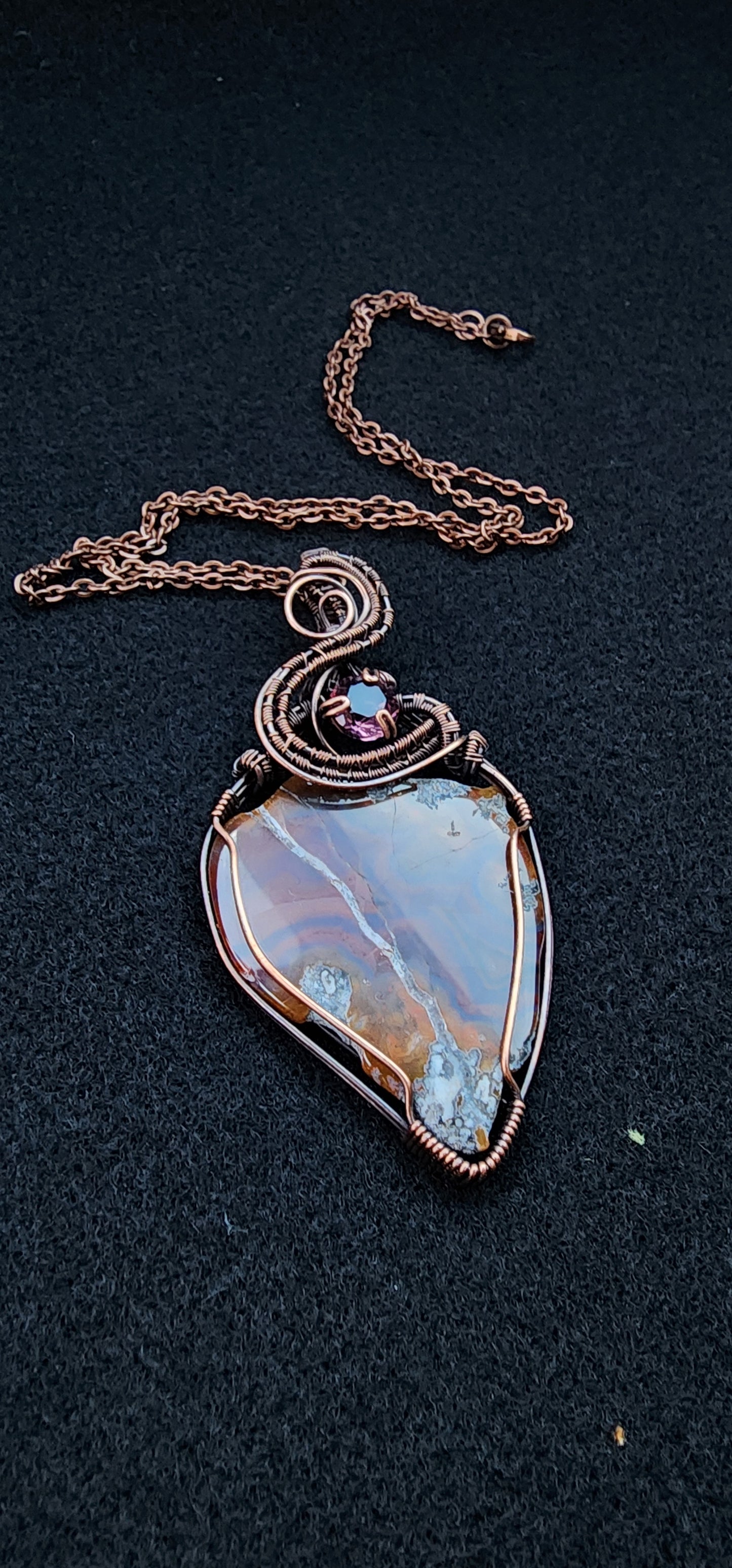 Oregon Agate with purple CZ accent
