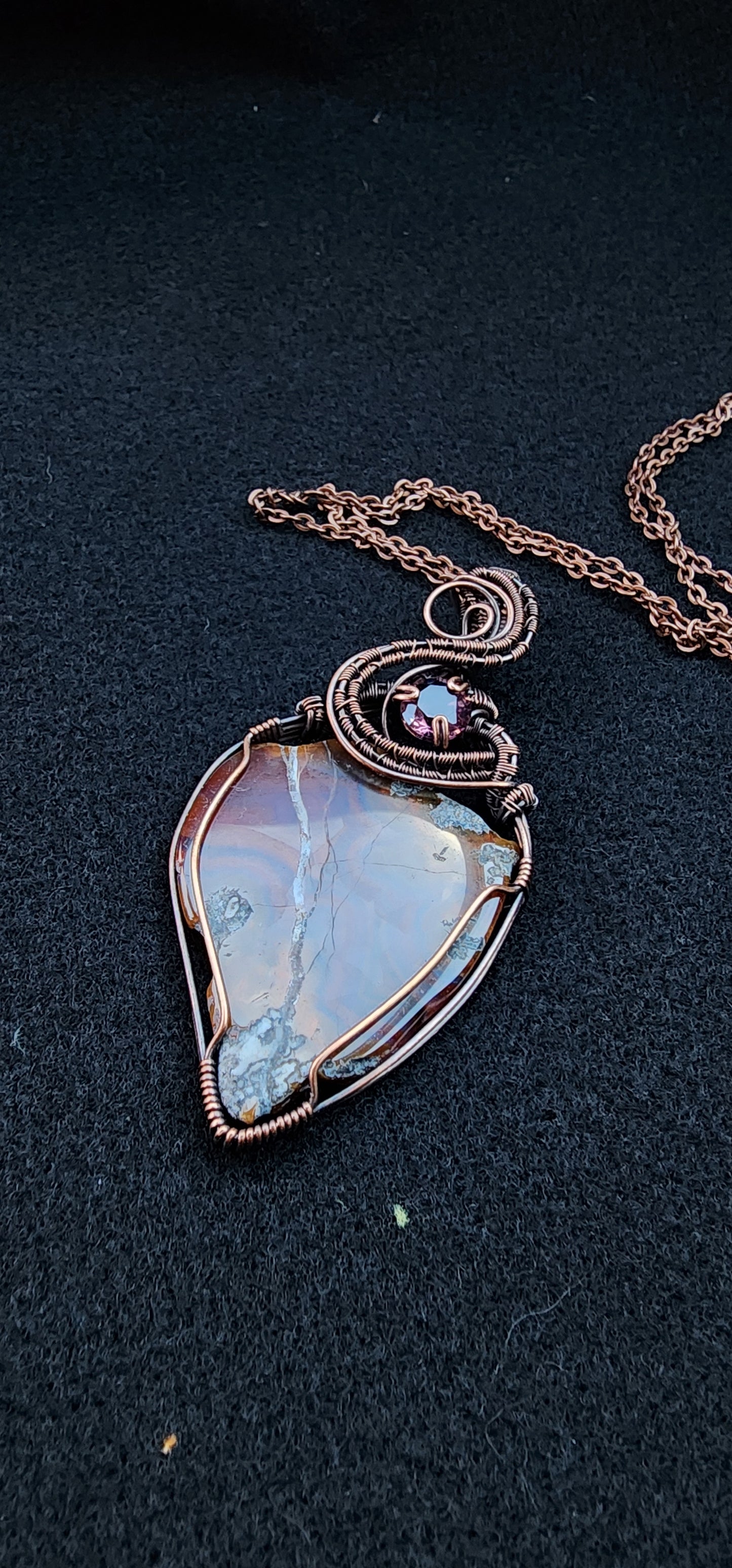 Oregon Agate with purple CZ accent