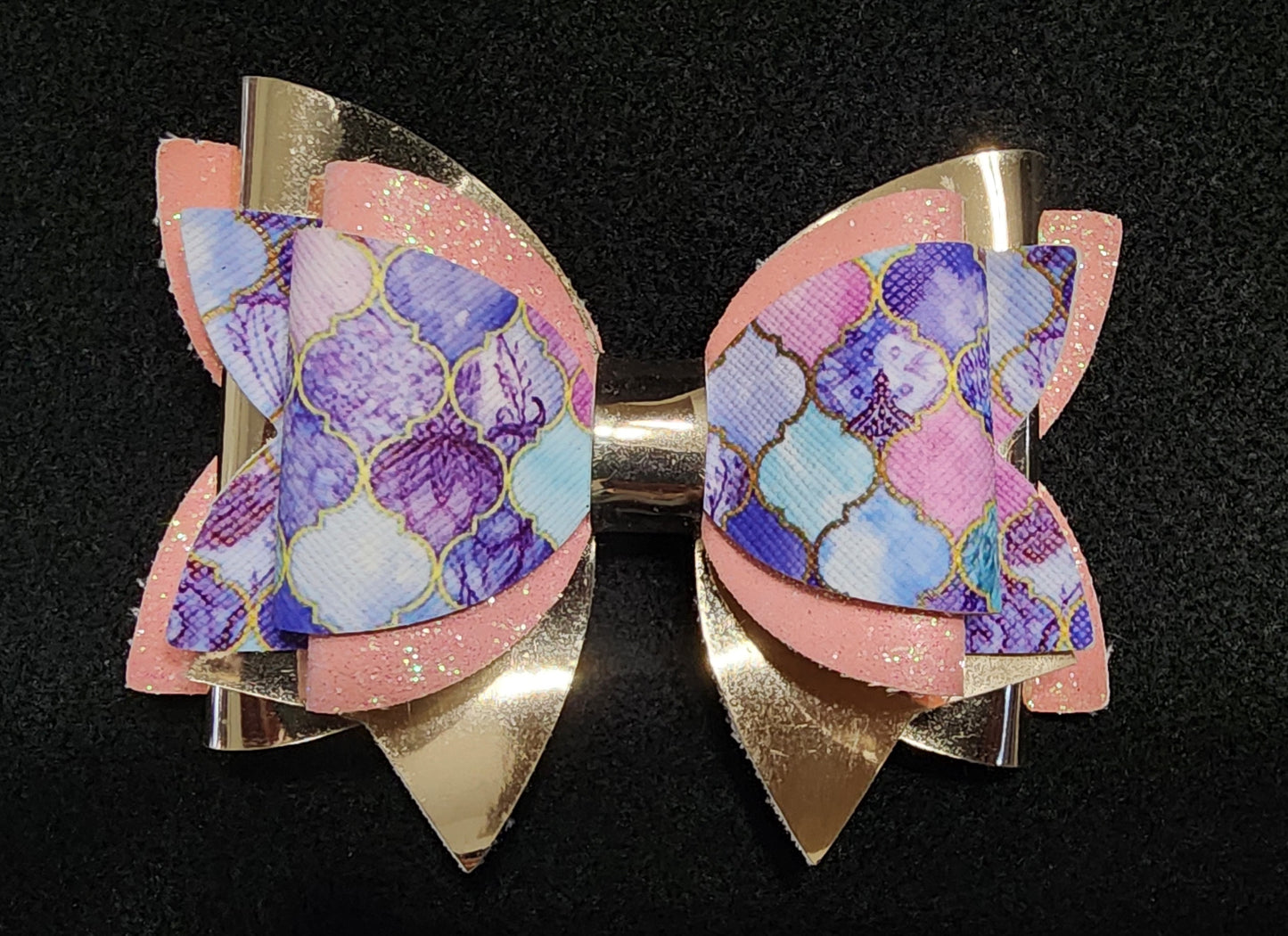 Pink sparkle, Gold, purple and blue patterned