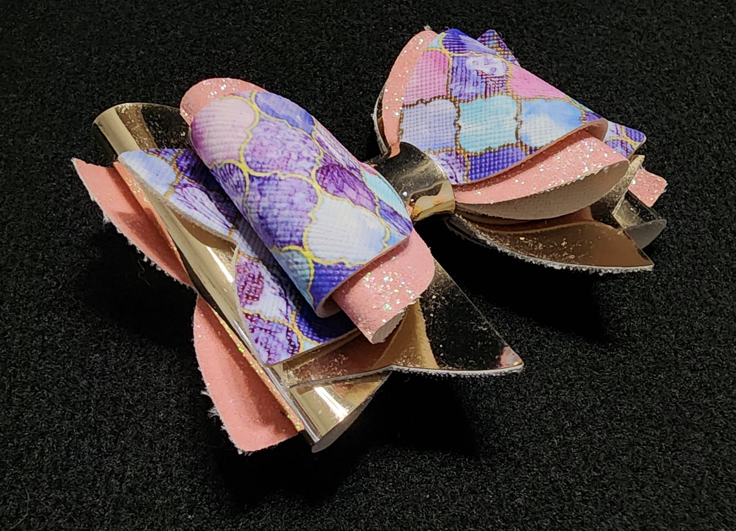 Pink sparkle, Gold, purple and blue patterned