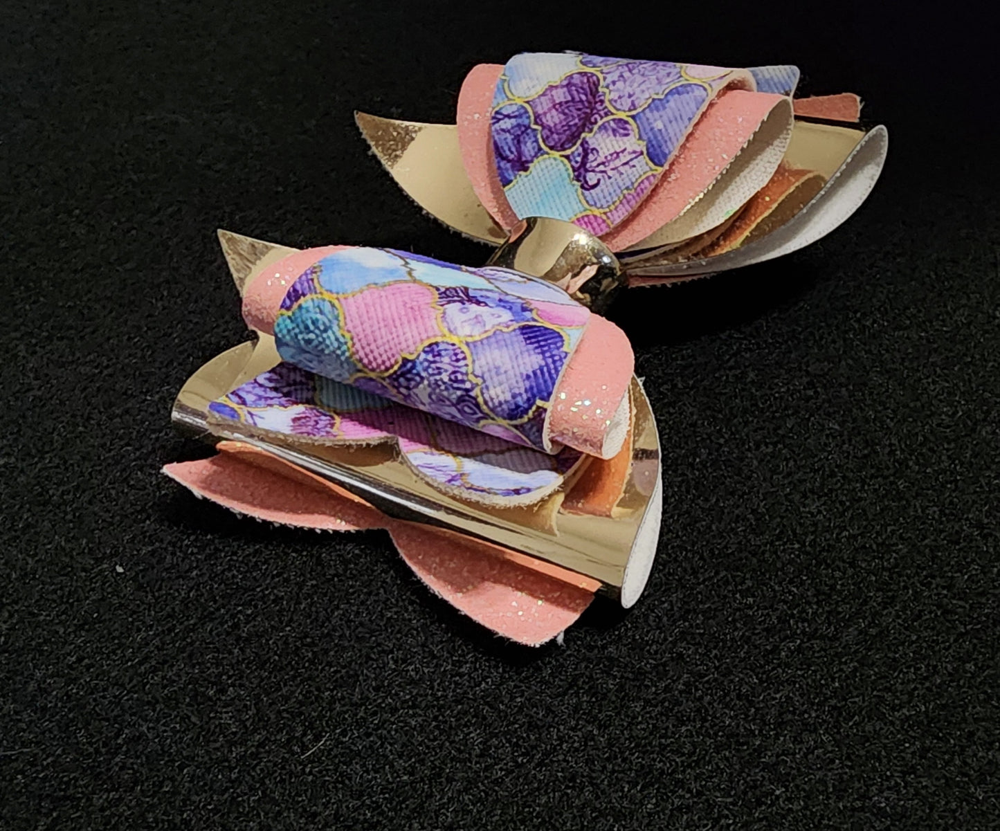 Pink sparkle, Gold, purple and blue patterned