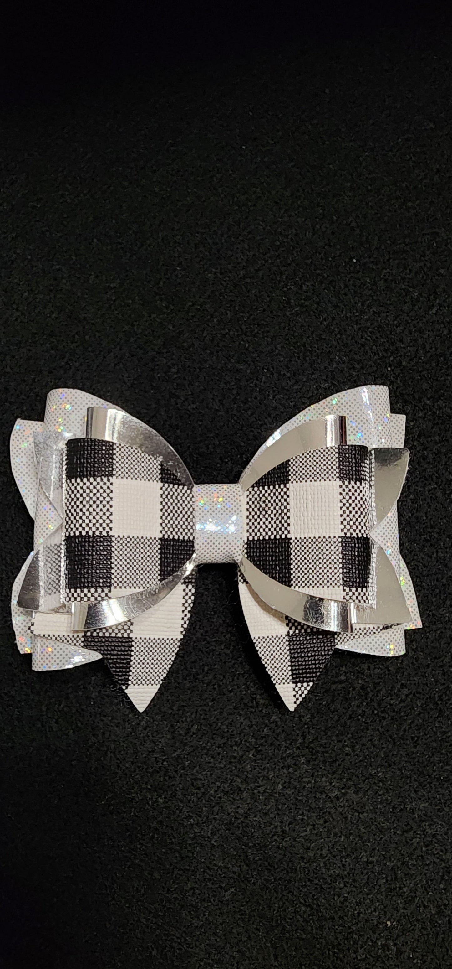 Black buffalo plaid, silver and white