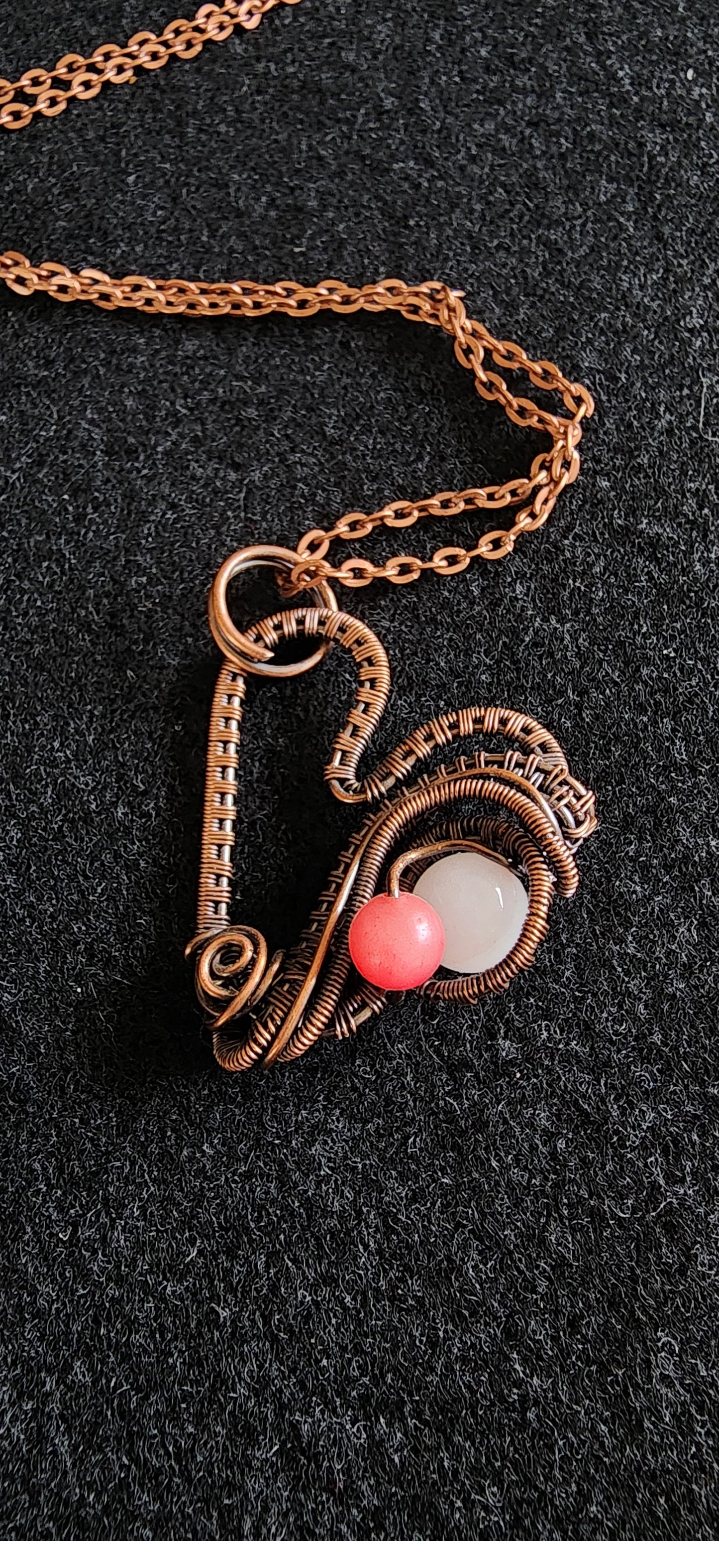 Copper Heart with Rose Quartz and Dyed Agate