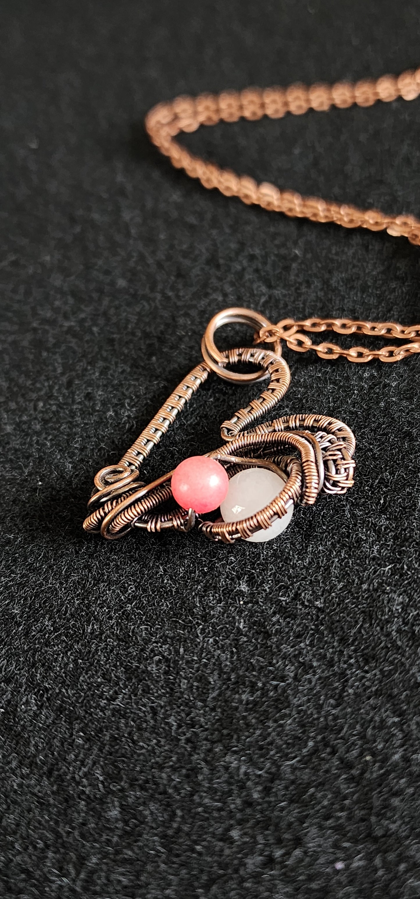 Copper Heart with Rose Quartz and Dyed Agate