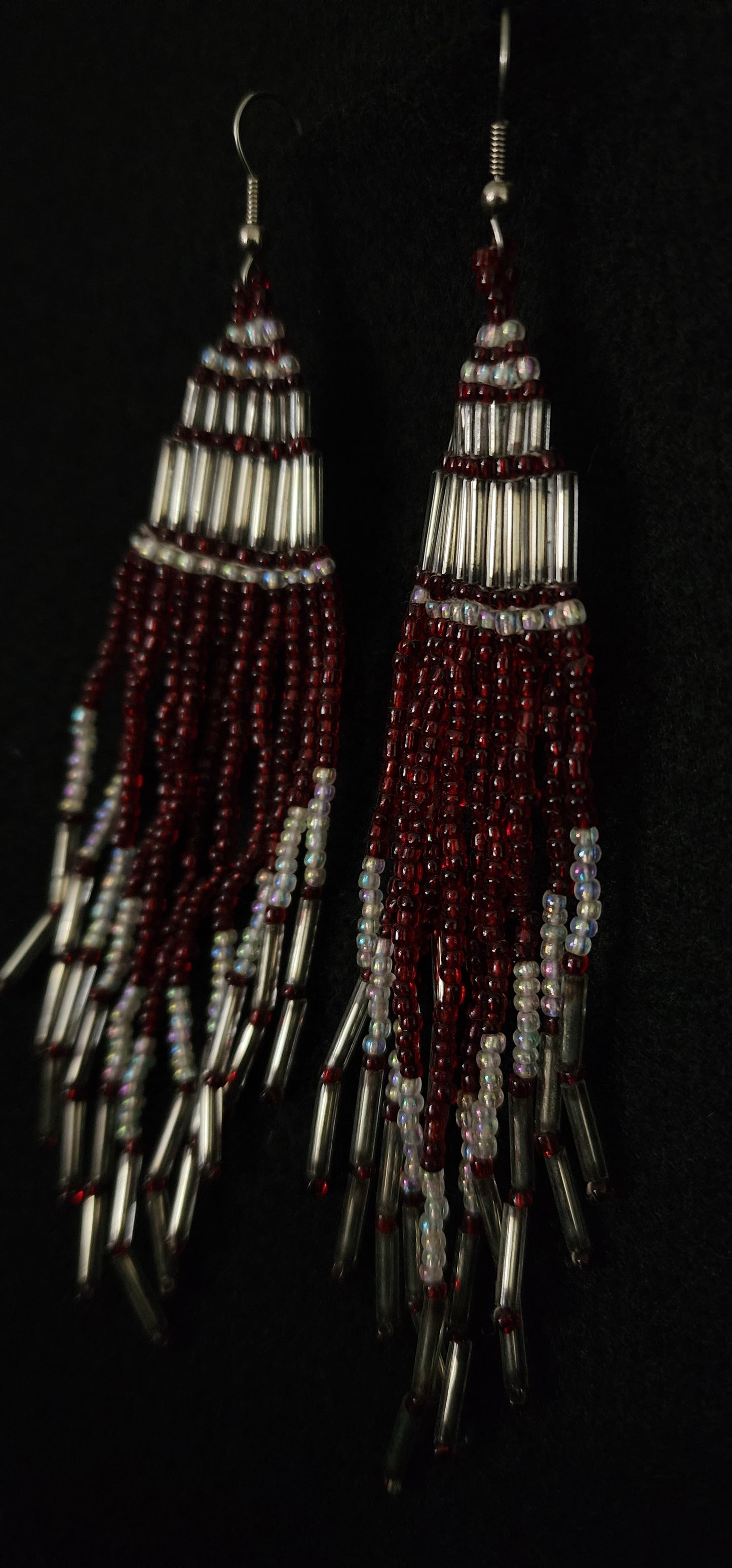 Beaded Deep Red and Ehite