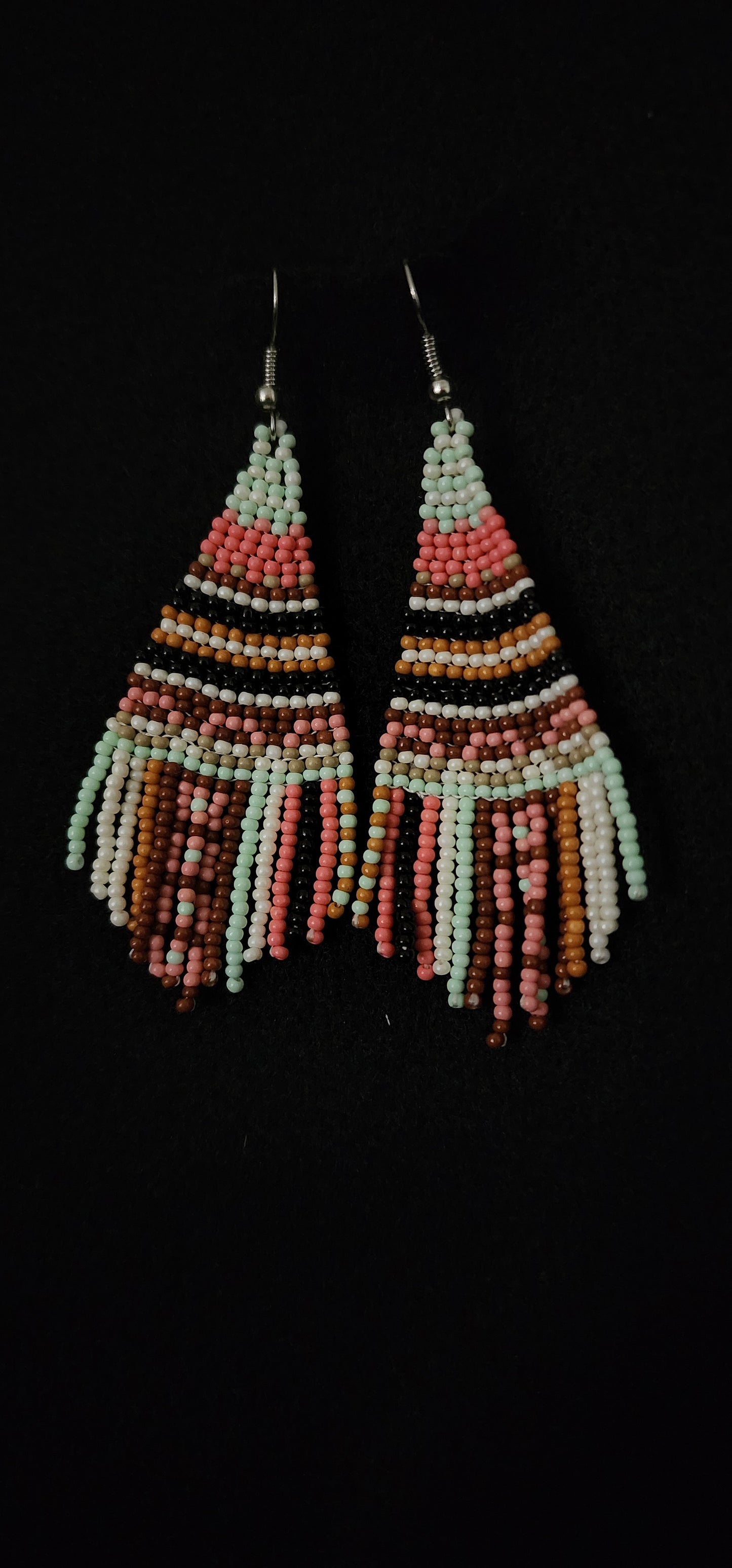 Beaded Pink and Teal Earrings