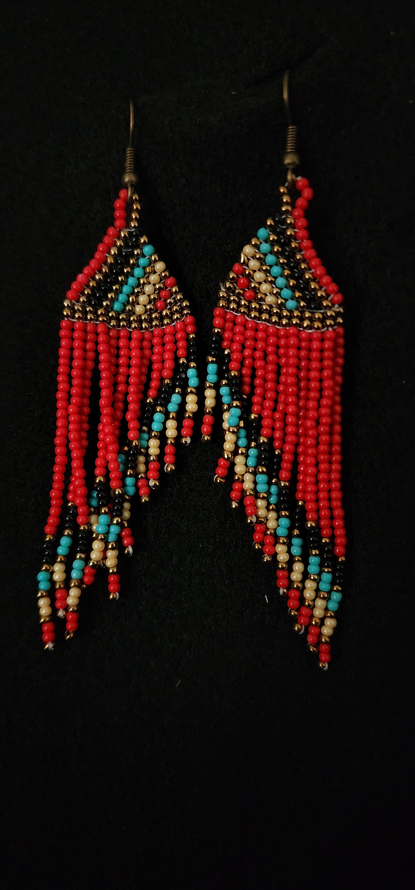 Beaded Red with Black and Teal