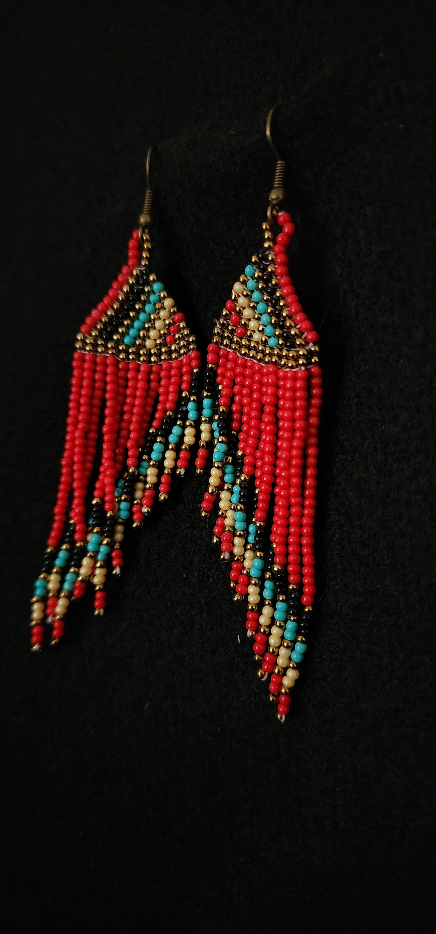 Beaded Red with Black and Teal