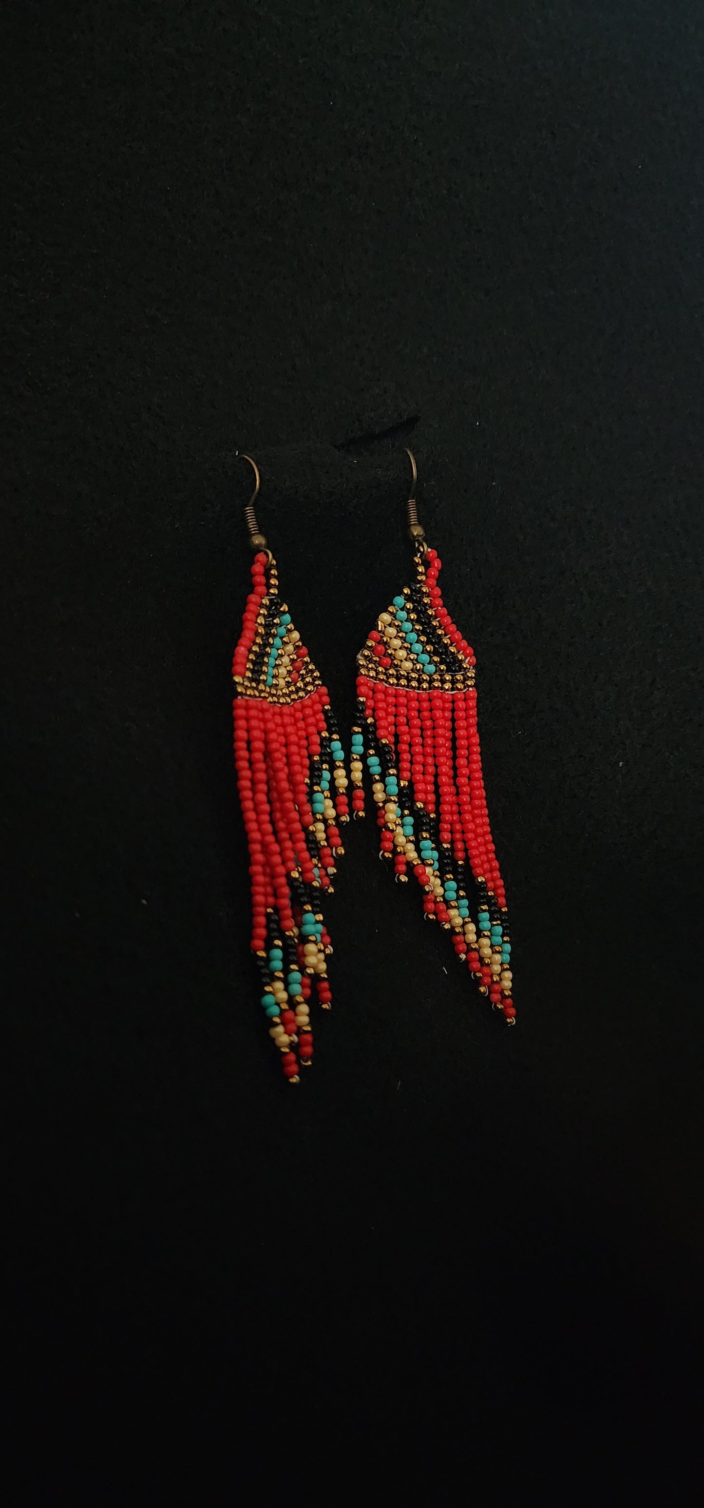 Beaded Red with Black and Teal