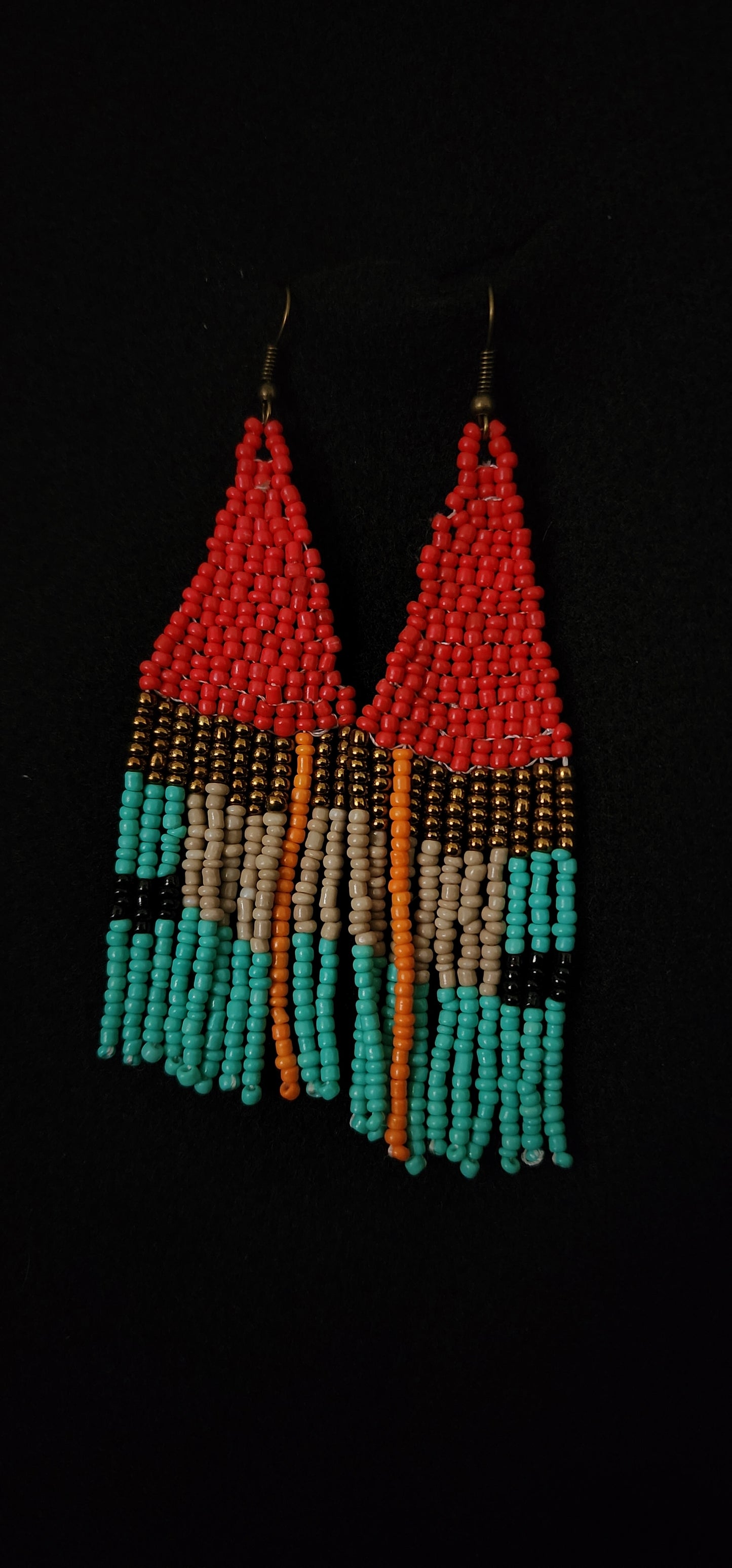 Beaded Red with Teal and Orange