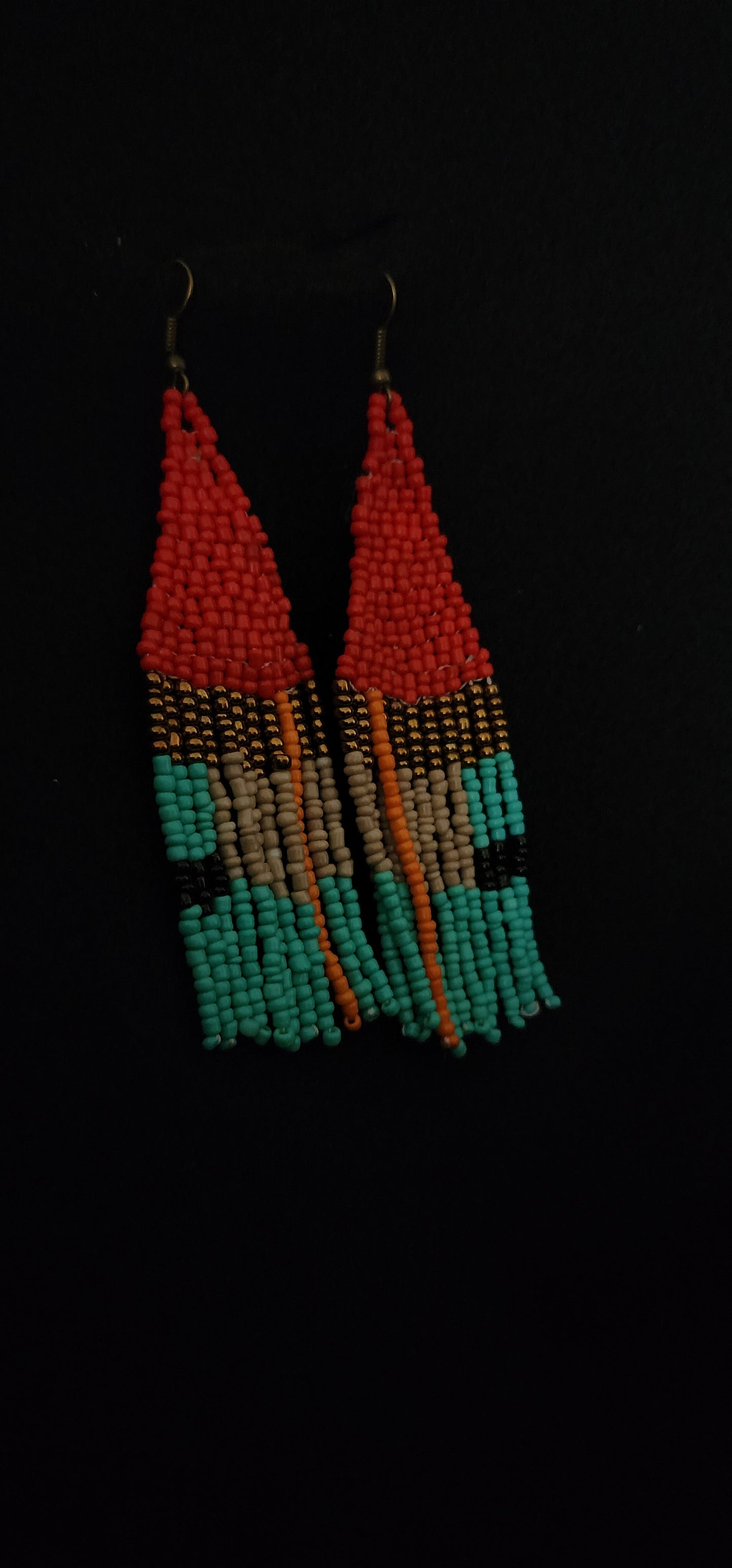 Beaded Red with Teal and Orange