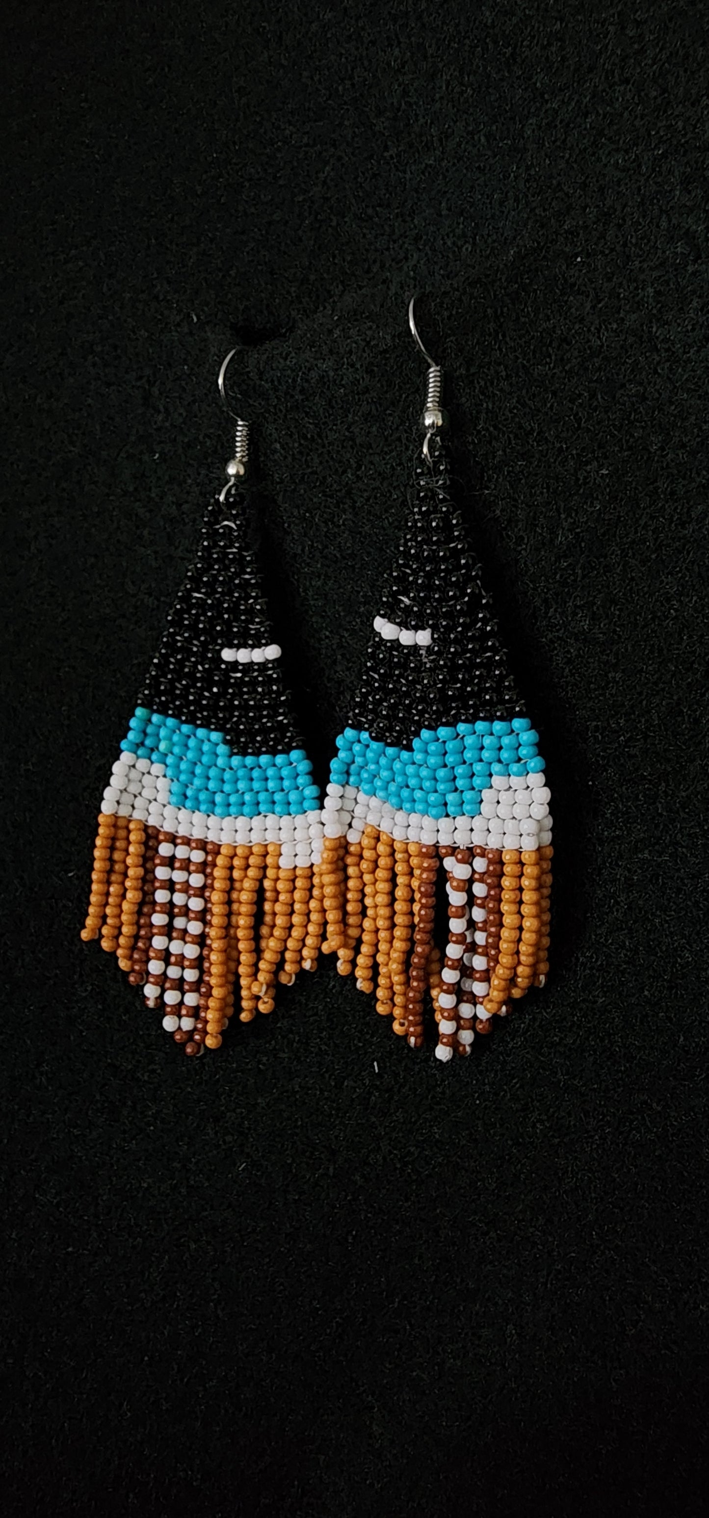 Beautiful black, white and brown Beaded earrings