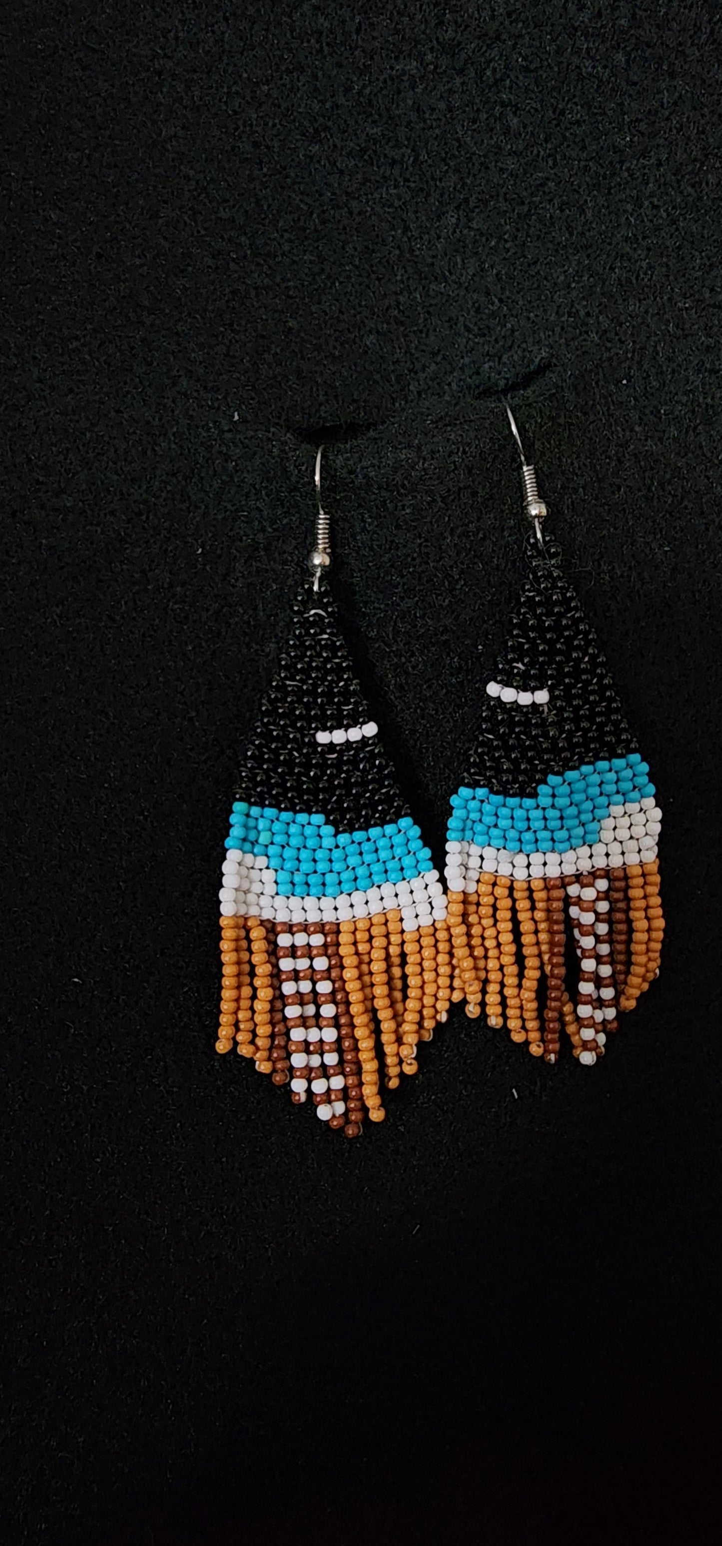 Beautiful black, white and brown Beaded earrings