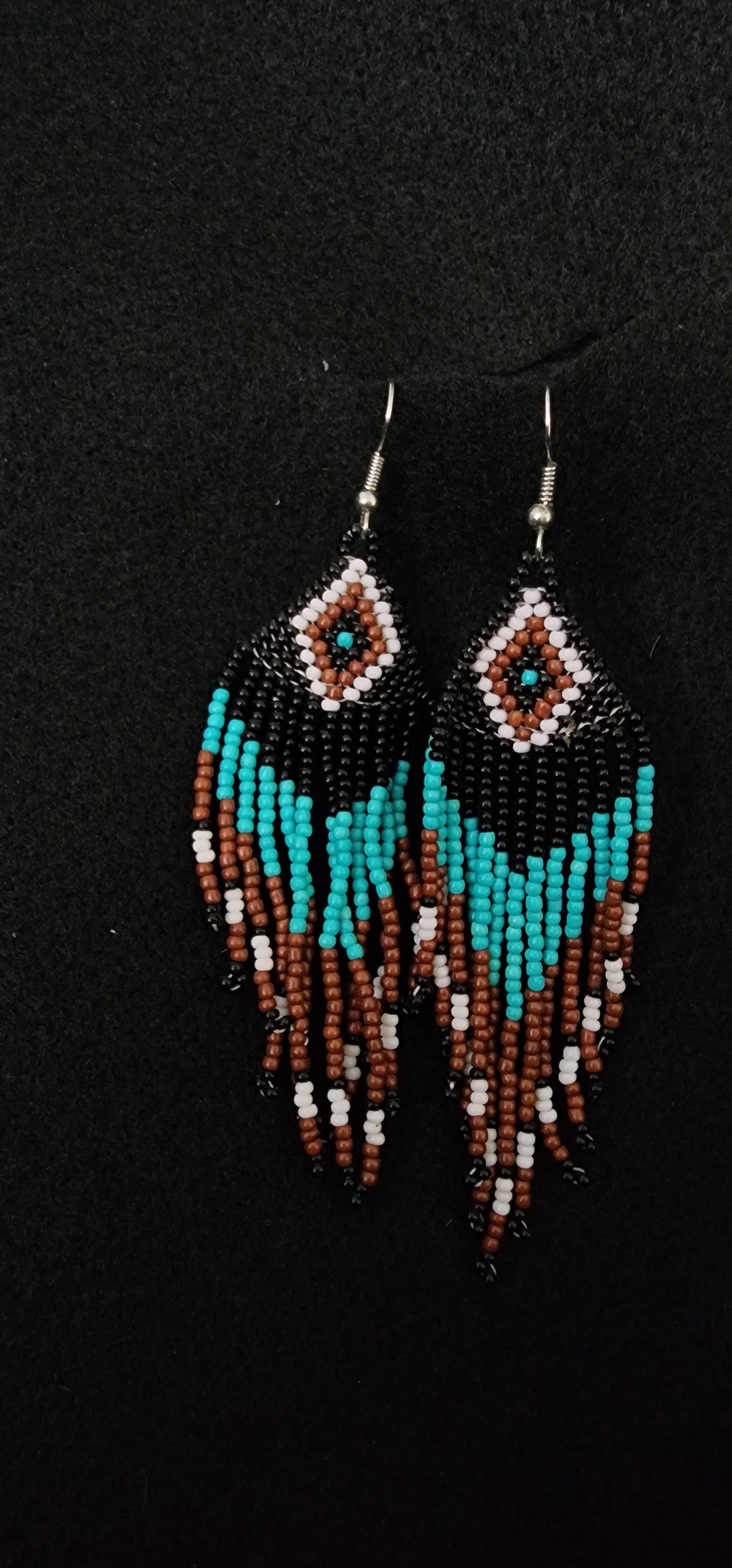 Beaded Black, Teal and Brown