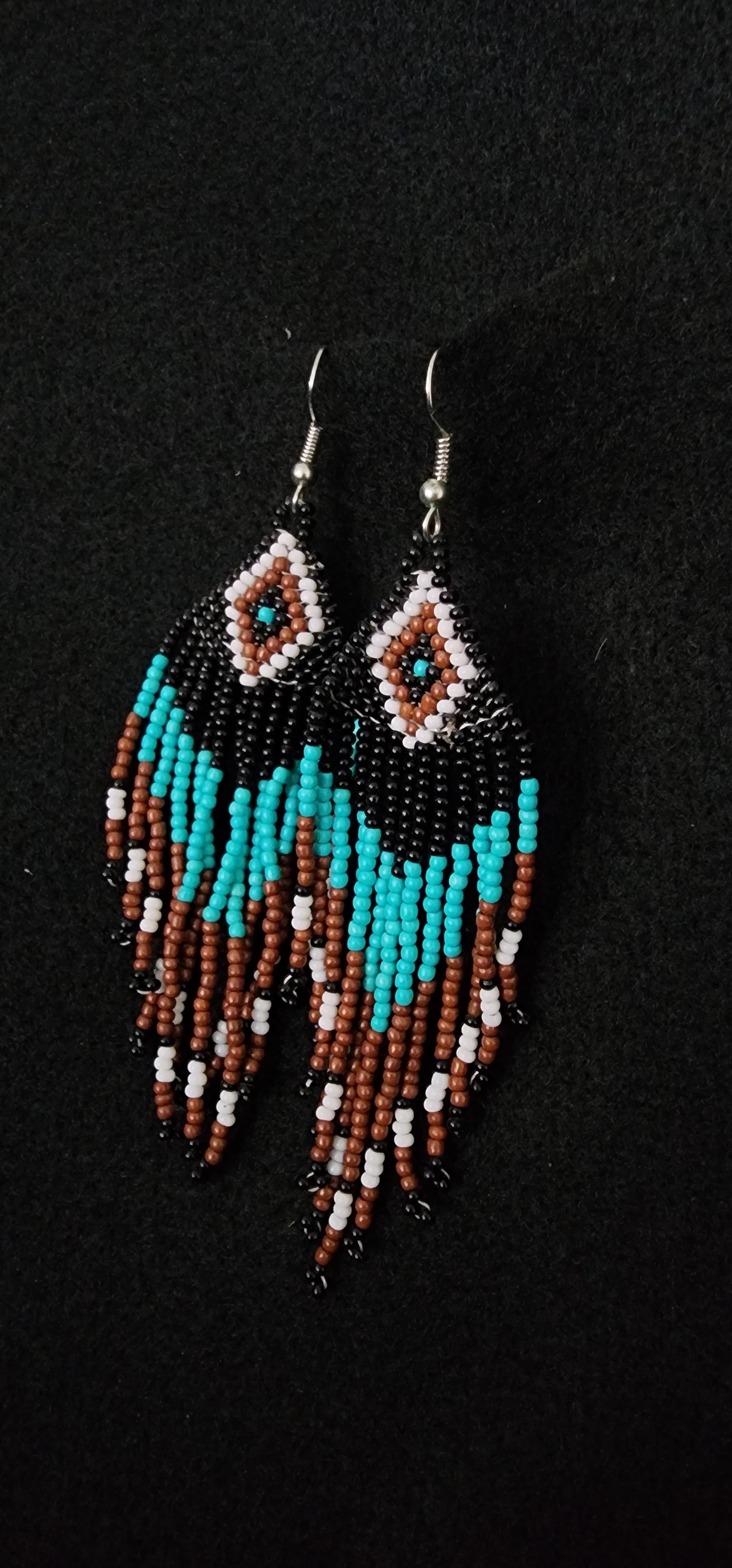 Beaded Black, Teal and Brown
