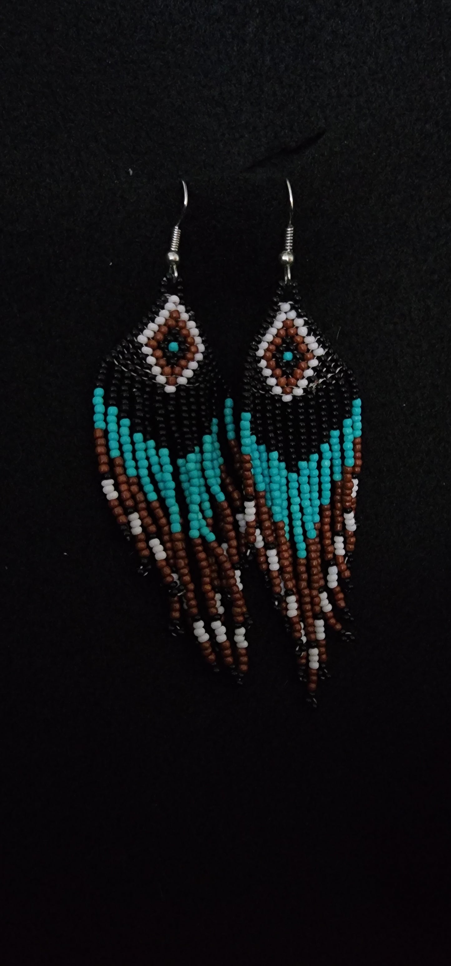 Beaded Black, Teal and Brown