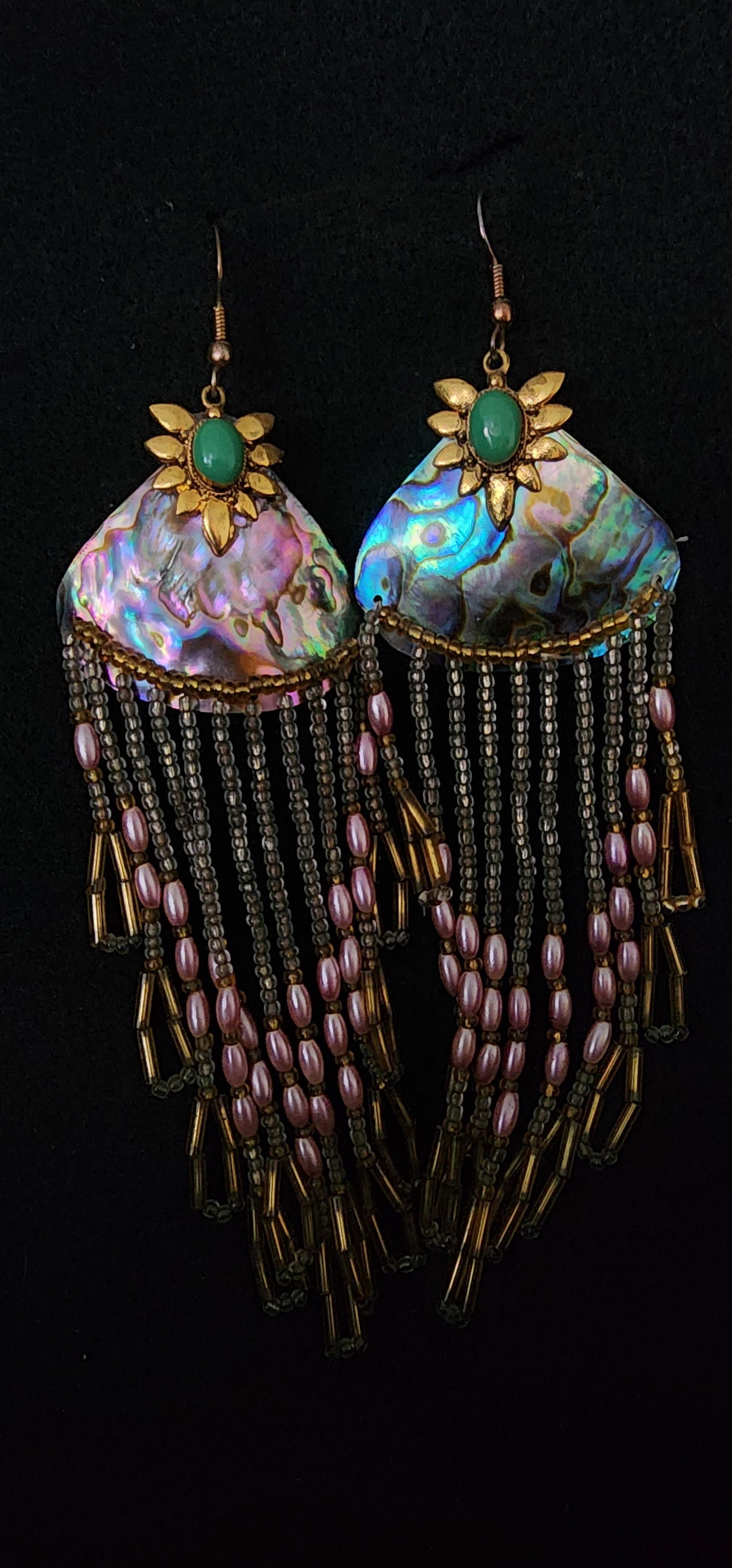 Beaded Oyster Shell Earrings