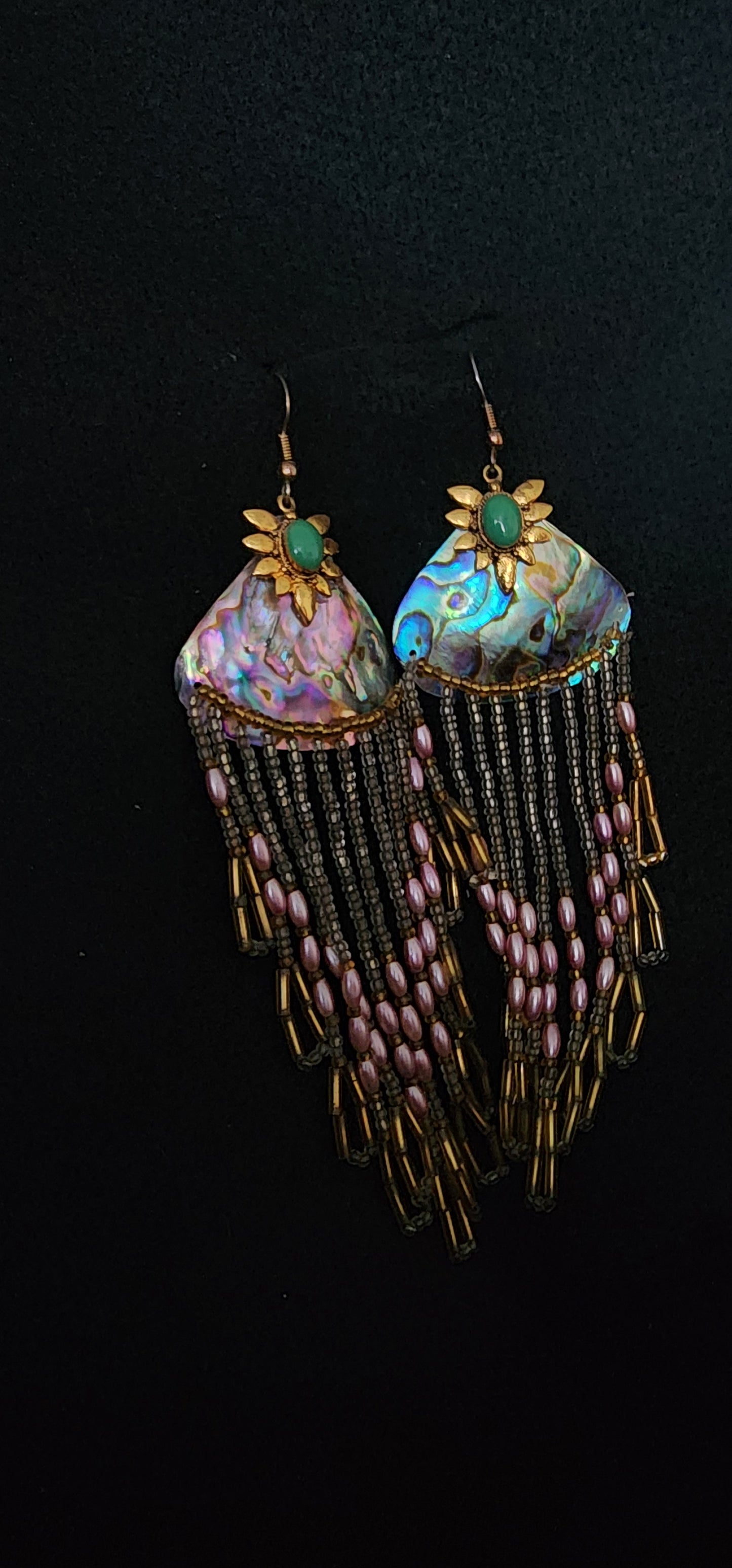 Beaded Oyster Shell Earrings