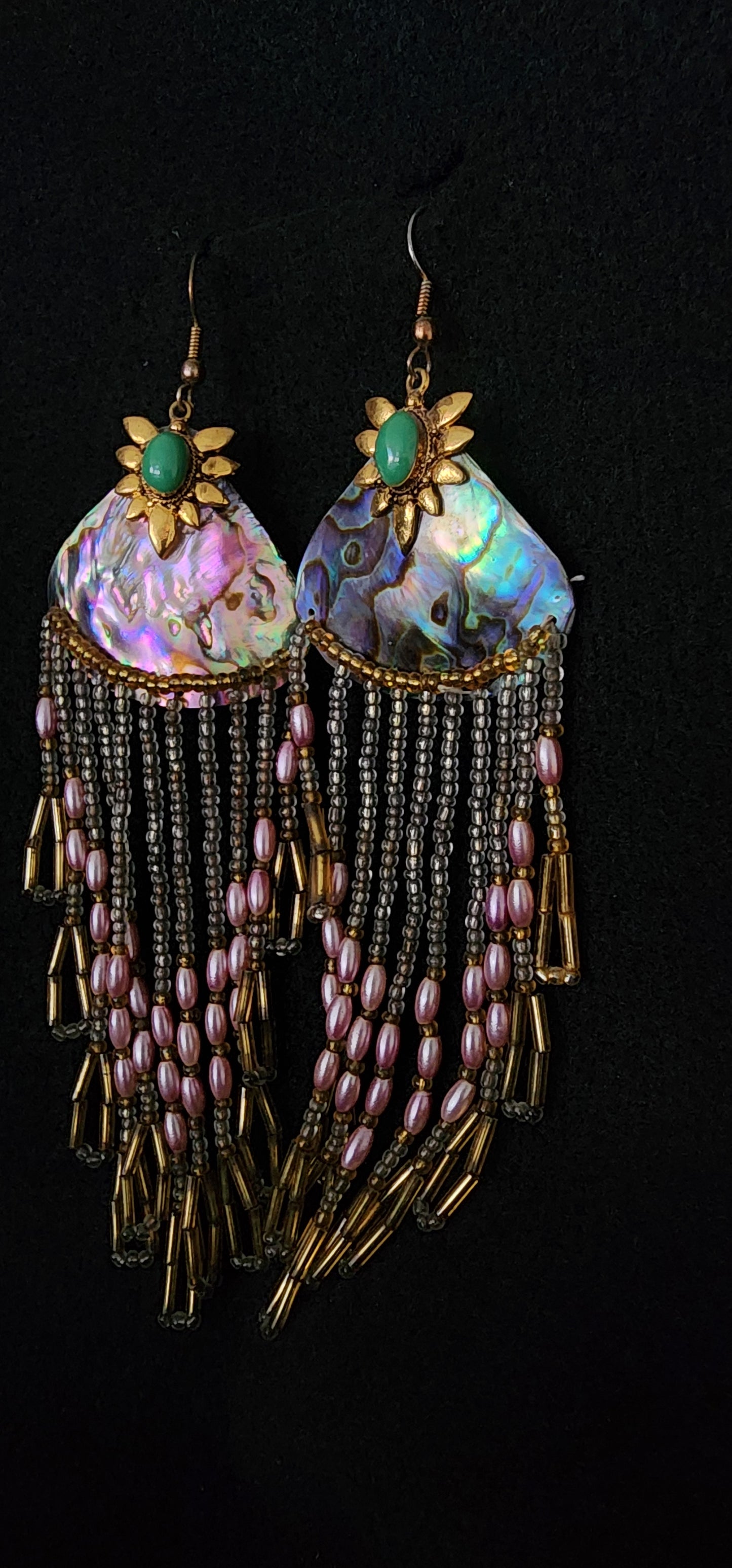 Beaded Oyster Shell Earrings