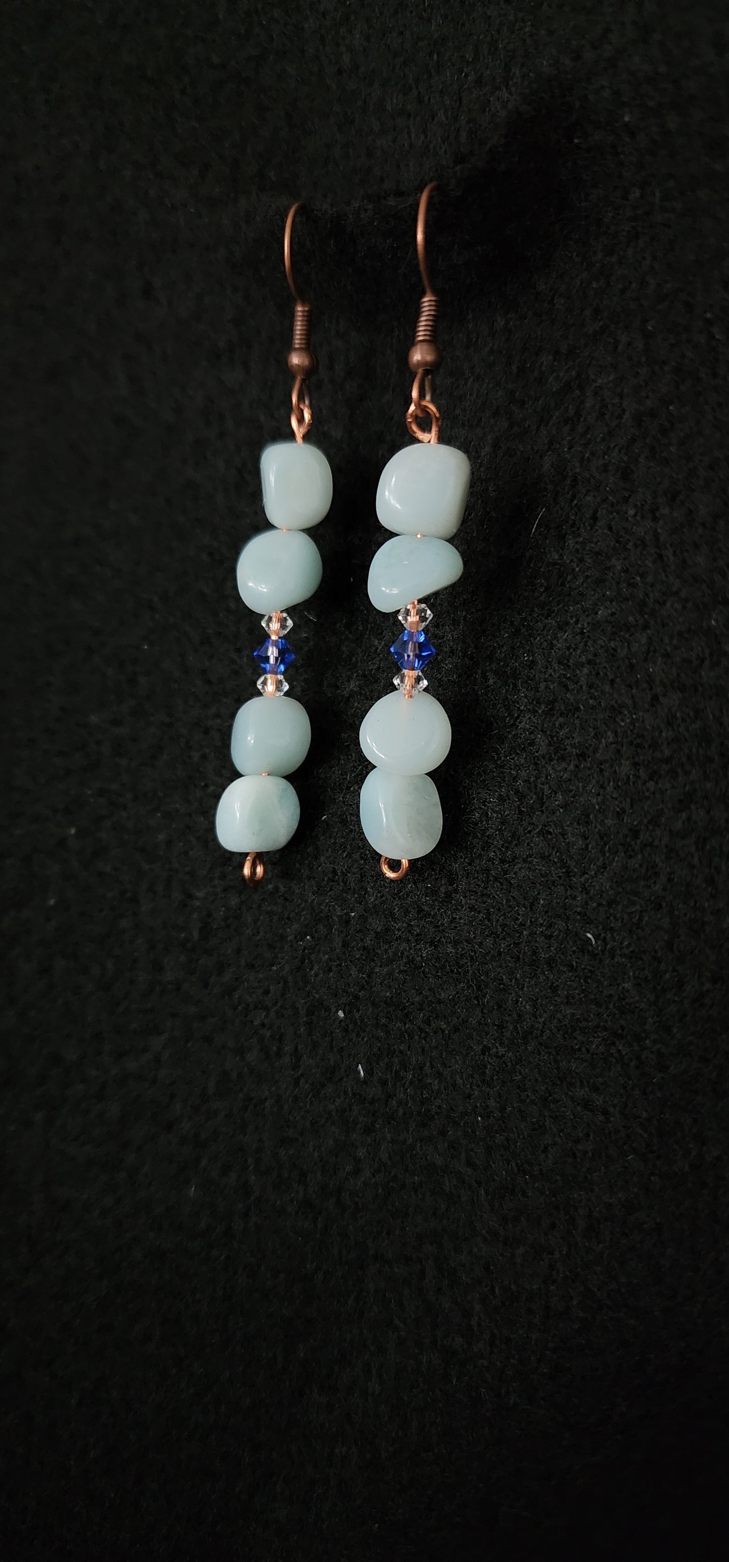 Amazonite and Blue Crystal earrings